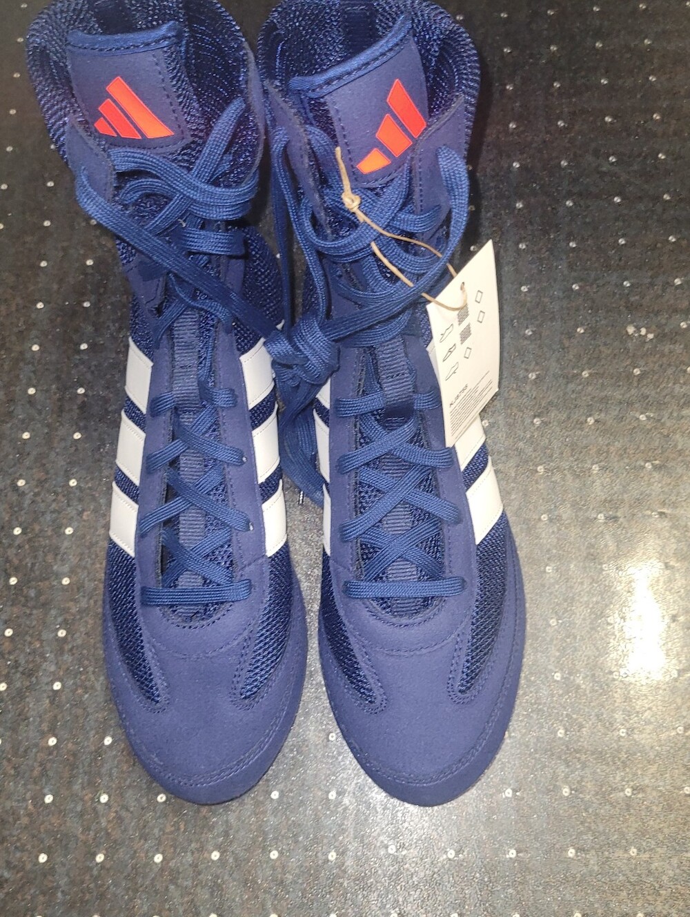 NWT Adidas Navy Blue Wrestling Shoes with White Stripes